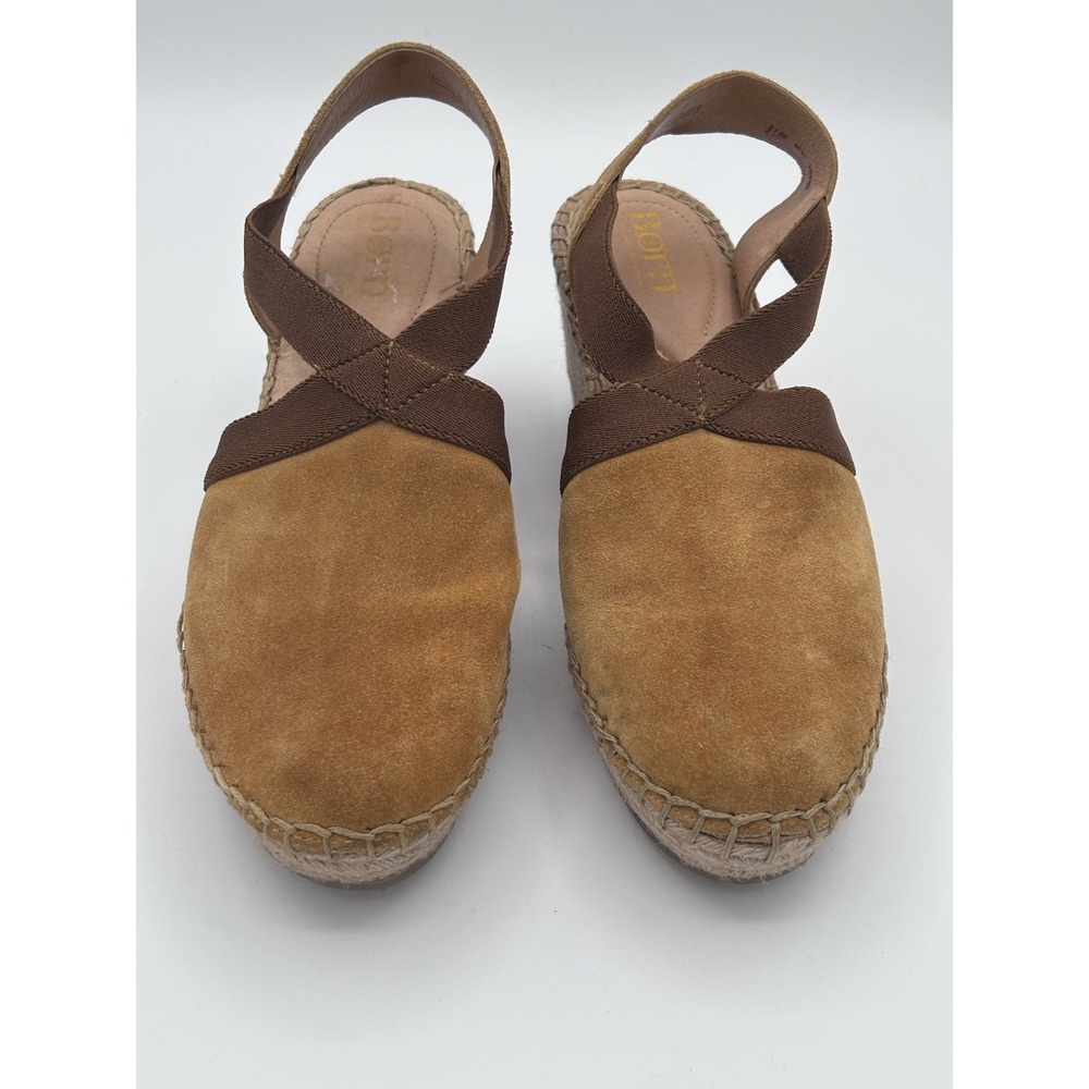 Born Women's Meade Sandle Sz 8 Wedge Platform Espadrille Mustard Suede Slingback - Picture 2 of 12